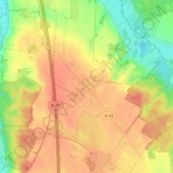 Topografische Karte Kölln, Höhe, Relief