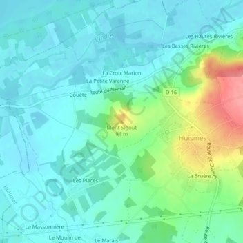 Topografische Karte Mont Sigout, Höhe, Relief