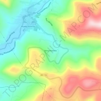 Topografische Karte Nova Holanda, Höhe, Relief