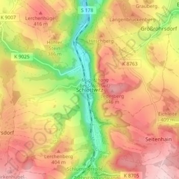Topografische Karte Schlottwitz, Höhe, Relief