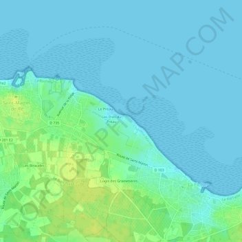 Topografische Karte Le Praud, Höhe, Relief