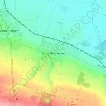 Topografische Karte Groß Börnecke, Höhe, Relief