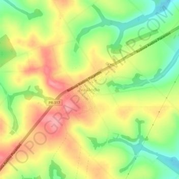 Topografische Karte Ivailândia, Höhe, Relief