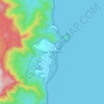 Topografische Karte Cape Tribulation, Höhe, Relief