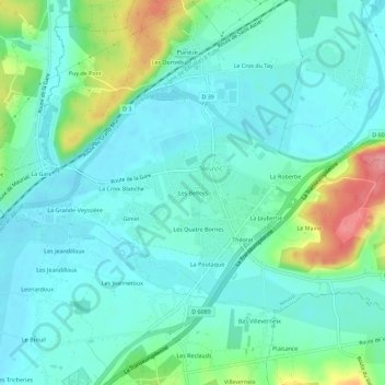 Topografische Karte Les Belleys, Höhe, Relief