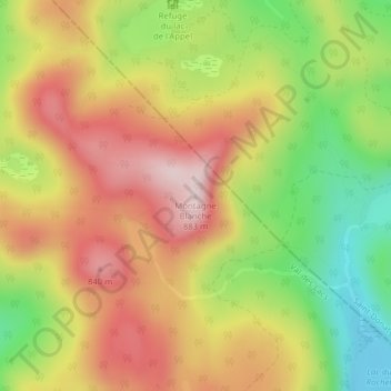 Topografische Karte Montagne Blanche, Höhe, Relief