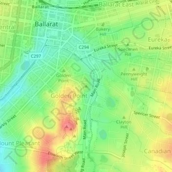 Topografische Karte Poverty Point, Höhe, Relief