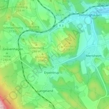 Topografische Karte Hohenbreden, Höhe, Relief