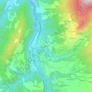 Topografische Karte Saletta, Höhe, Relief