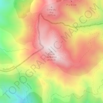 Topografische Karte Dôme de Barrot, Höhe, Relief