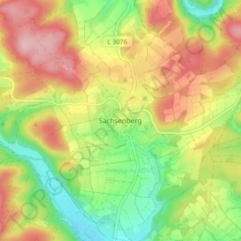 Topografische Karte Sachsenberg, Höhe, Relief