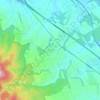 Topografische Karte Carchitti, Höhe, Relief