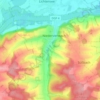 Topografische Karte Wocka, Höhe, Relief