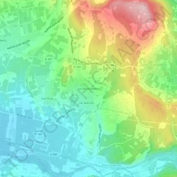 Topografische Karte Les Bouilladoires, Höhe, Relief