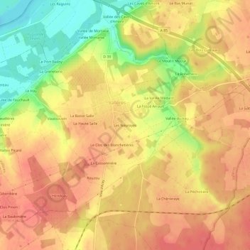 Topografische Karte Les Neurayes, Höhe, Relief