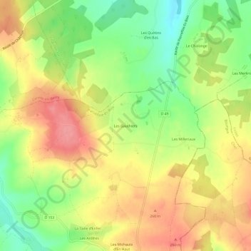 Topografische Karte Les Gauthiers, Höhe, Relief