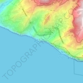 Topografische Karte Calhau da Lapa, Höhe, Relief