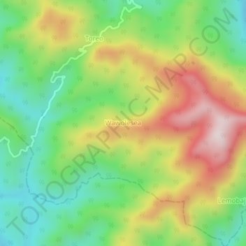 Topografische Karte Wawolesea, Höhe, Relief