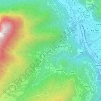 Topografische Karte Contùra, Höhe, Relief