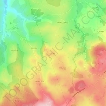Topografische Karte Les Suits, Höhe, Relief