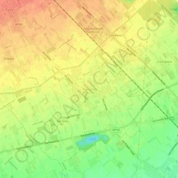 Topografische Karte Musano, Höhe, Relief