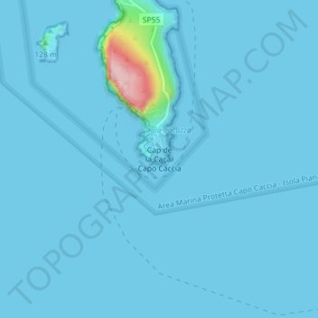 Topografische Karte Cap de la Caça/Capo Caccia, Höhe, Relief
