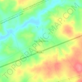 Topografische Karte São Francisco, Höhe, Relief