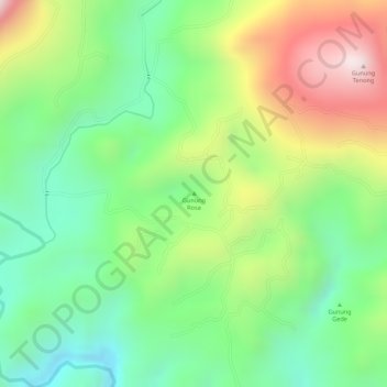 Topografische Karte Gunung Rosa, Höhe, Relief