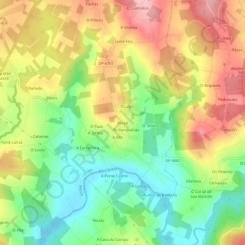 Topografische Karte Receá, Höhe, Relief