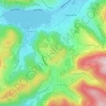 Topografische Karte Le Xetté, Höhe, Relief