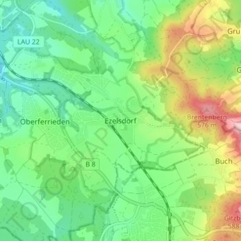 Topografische Karte Ezelsdorf, Höhe, Relief