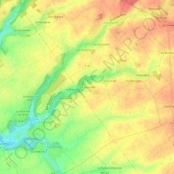 Topografische Karte Le Vignolet, Höhe, Relief