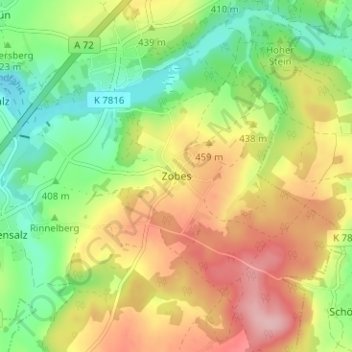 Topografische Karte Zobes, Höhe, Relief