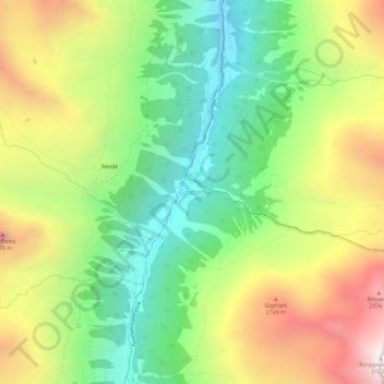 Topografische Karte Gruben, Höhe, Relief