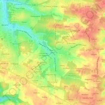 Topografische Karte Camot, Höhe, Relief