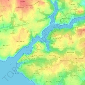 Topografische Karte Bélon, Höhe, Relief