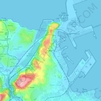 Topografische Karte El Muselín, Höhe, Relief