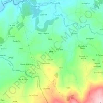 Topografische Karte A Barra, Höhe, Relief