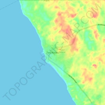 Topografische Karte Two Rocks, Höhe, Relief
