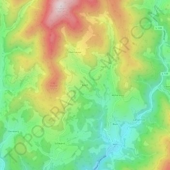 Topografische Karte Raich, Höhe, Relief