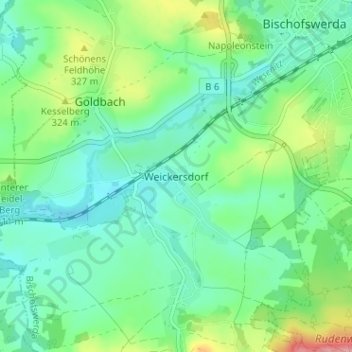 Topografische Karte Weickersdorf, Höhe, Relief