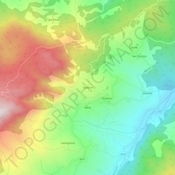 Topografische Karte Taverne, Höhe, Relief