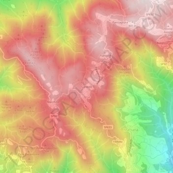 Topografische Karte Goraiolo, Höhe, Relief