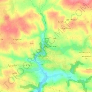 Topografische Karte Chalonic, Höhe, Relief