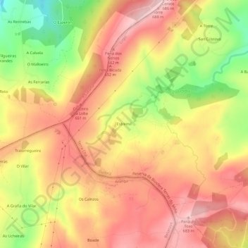 Topografische Karte Estremil, Höhe, Relief