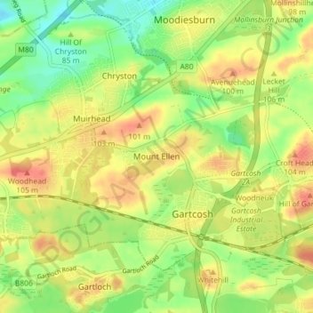 Topografische Karte Mount Ellen, Höhe, Relief
