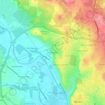 Topografische Karte La Chevalière, Höhe, Relief