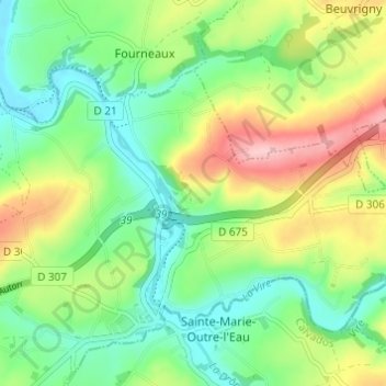Topografische Karte Beau Costil, Höhe, Relief