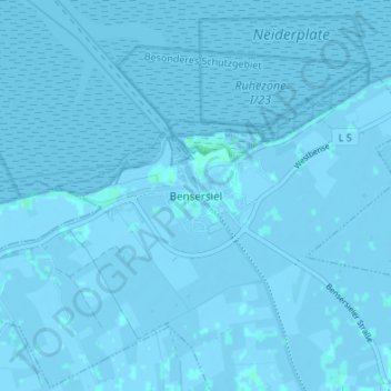 Topografische Karte Bensersiel, Höhe, Relief