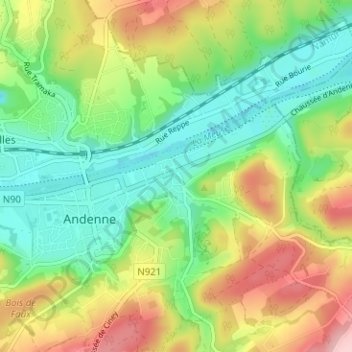 Topografische Karte Andenelle, Höhe, Relief